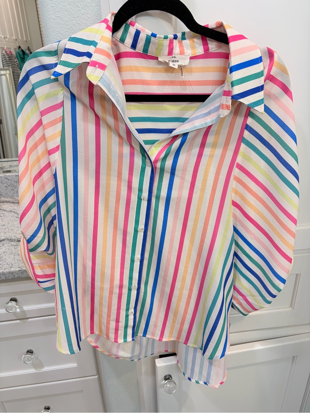 entro Rainbow Striped Button-Down Shirt